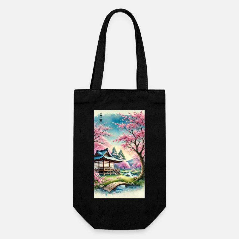 Japan Kirchenblüten Otaku Design - Geschenkbeutel für Flaschen - Schwarz