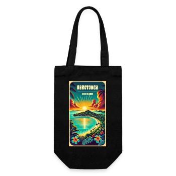 Parotonga Cook Islands Vintage Sonne - Geschenkbeutel für Flaschen - Schwarz - Vorne