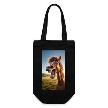 Horse laughing - Gift Bag for Bottles - black - Front