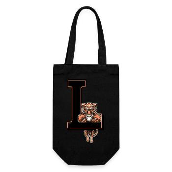 Buchstabe l Tiger - Geschenkidee - Geschenkbeutel für Flaschen - Schwarz - Vorne