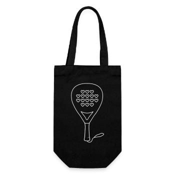 Padel Herz weiß - Geschenkbeutel für Flaschen - Schwarz - Vorne