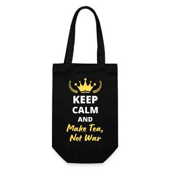 "Ruhe bewahren und Tee kochen, nicht Krieg" - Geschenkbeutel für Flaschen - Schwarz - Vorne