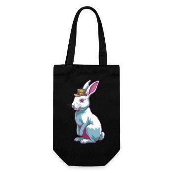 Hase mit Hut - Geschenkbeutel für Flaschen - Schwarz - Vorne