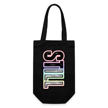 STILL ILL – pastel lettering with character - Gift Bag for Bottles - black - Front