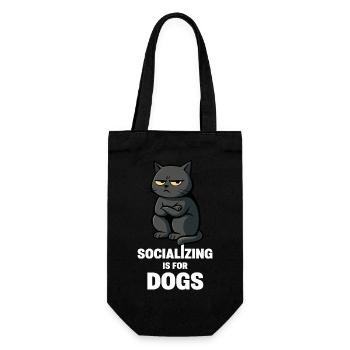 Sozialisierung ist für Hunde – unsoziale Katzenstimmung - Geschenkbeutel für Flaschen - Schwarz - Vorne