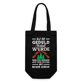 Geduld verteilt? Ich such mein Gewehr - Geschenkbeutel für Flaschen - Schwarz - Vorne