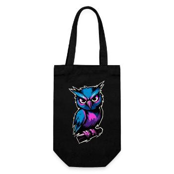 blue purple owl :) - Gift Bag for Bottles - black - Front