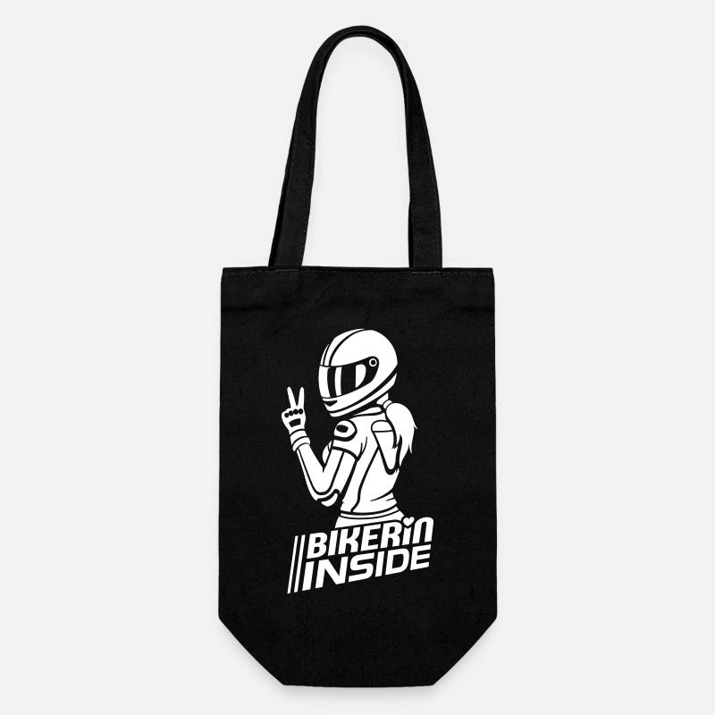 Bikerin inside (Farbe änderbar) - Geschenkbeutel für Flaschen - Schwarz