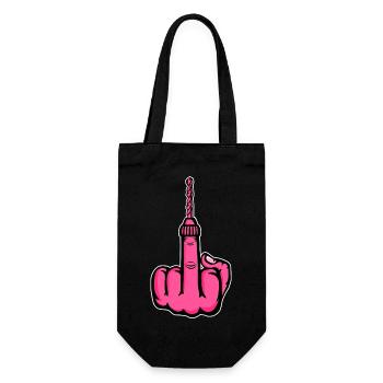 Va te faire foutre, perceuse – Majeur rose - Sac à bouteille - noir - Devant