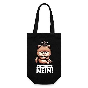 Bevor Du Fragst Nein Zwergspitz Zwergspitze Spitz  - Geschenkbeutel für Flaschen - Schwarz - Vorne