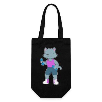 Cat Bodybuilder Dumbbells Bodybuilding - Gift Bag for Bottles - black - Front