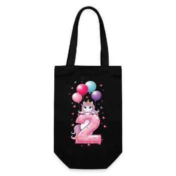 2 Years Girl Cute Unicorn 2nd Birthday - Gift Bag for Bottles - black - Front