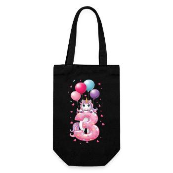 3 Years Girl Cute Unicorn 3rd Birthday - Gift Bag for Bottles - black - Front