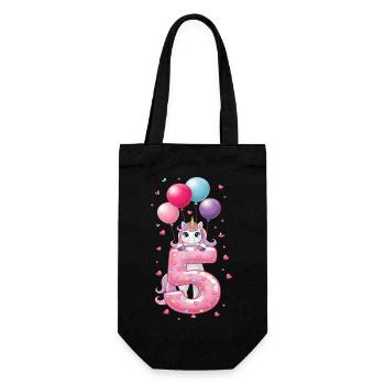 5 Years Girl Cute Unicorn 5th Birthday - Gift Bag for Bottles - black - Front