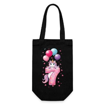 7 Years Girl Cute Unicorn 7th Birthday - Gift Bag for Bottles - black - Front