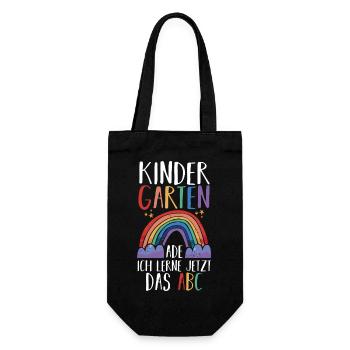Kindergarten Ade Ich Lerne Jetzt Das ABC - Geschenkbeutel für Flaschen - Schwarz - Vorne