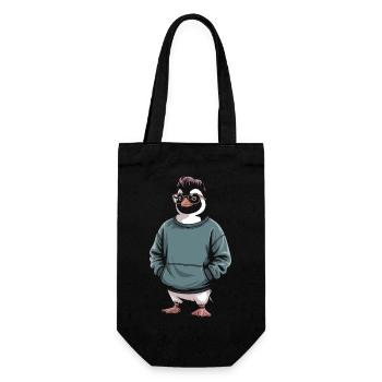Pingouin mignon - Cadeau pour l’amoureux des manchots - Sac à bouteille - noir - Devant