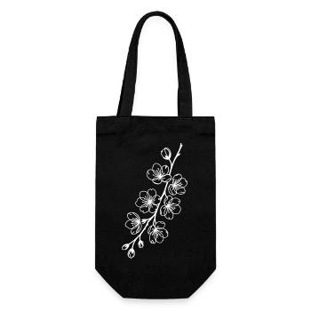 Sakura Line Art on Black - Gift Bag for Bottles - black - Front