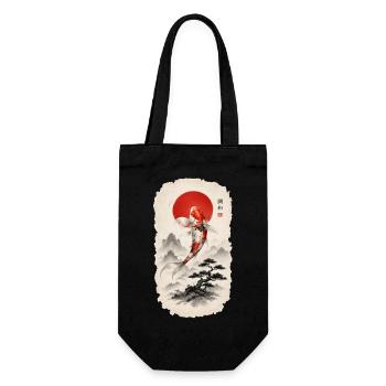 Koi im Japan-Stil  Zen & Harmonie - Geschenkbeutel für Flaschen - Schwarz - Vorne