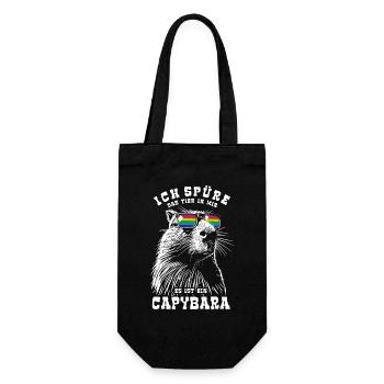 Ich spüre das Tier in mir, es ist ein Capybara - Geschenkbeutel für Flaschen - Schwarz - Vorne