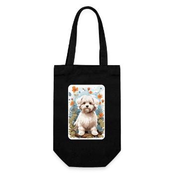 Bichon Havanais, Bichon Havenese, Hund in Natuen - Geschenkbeutel für Flaschen - Schwarz - Vorne