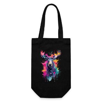 Moose Cool in the Forest, Colorful Design, Watercolor - Gift Bag for Bottles - black - Front