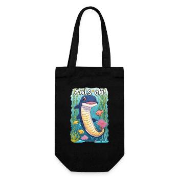 Aal Spruch Cartoonstyle - Aals ob! - Geschenkbeutel für Flaschen - Schwarz - Vorne