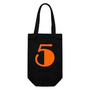 5. 5 JAHRE. 5-JÄHRIGES JUBILÄUM. GEBURTSTAG 5 JAHRE - Geschenkbeutel für Flaschen - Schwarz - Vorne