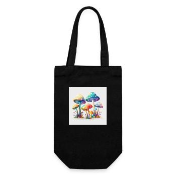Mushrooms 2 - Geschenkbeutel für Flaschen - Schwarz - Vorne