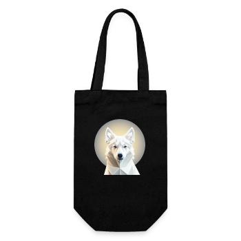 cooler Weisser Schäferhund im Mondschein Kubismus - Geschenkbeutel für Flaschen - Schwarz - Vorne