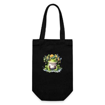 Cute Frog - Geschenkbeutel für Flaschen - Schwarz - Vorne