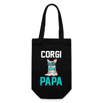 Hund Corgi Papa - Geschenkbeutel für Flaschen - Schwarz - Vorne
