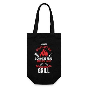 Grillparty Grillmeister Grill Grillen - Geschenkbeutel für Flaschen - Schwarz - Vorne
