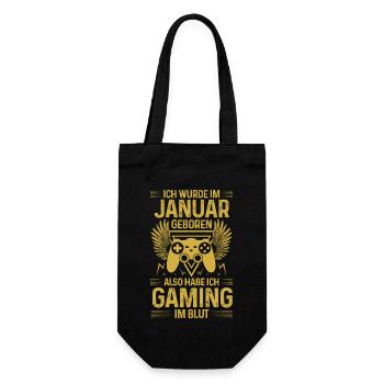 Gaming Geburtstag Januar Zocken Zocker Gamer - Geschenkbeutel für Flaschen - Schwarz - Vorne