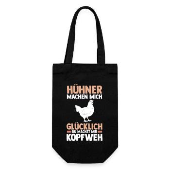 Huhn Landwirt Bauernhof Hühner - Geschenkbeutel für Flaschen - Schwarz - Vorne