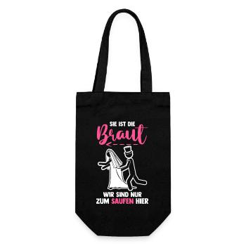 Braut Hochzeit Heiraten Junggesellenabschied - Geschenkbeutel für Flaschen - Schwarz - Vorne
