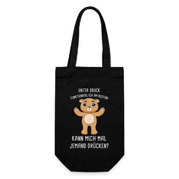 Unter Druck Funktioniere Ich Am Besten Umarmung - Geschenkbeutel für Flaschen - Schwarz - Vorne