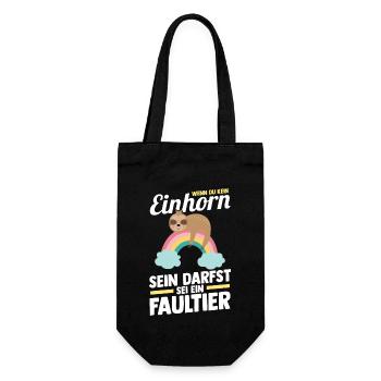Einhorn Faultier - Geschenkbeutel für Flaschen - Schwarz - Vorne