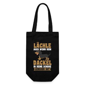 Hund Dachshund Dackel - Geschenkbeutel für Flaschen - Schwarz - Vorne