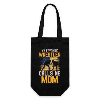 Meine Lieblings-Wrestlerin nennt mich Mama - Geschenkbeutel für Flaschen - Schwarz - Vorne