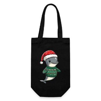Delfin Weihnachten - Geschenkbeutel für Flaschen - Schwarz - Vorne