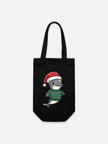 Delfin Weihnachten - Geschenkbeutel für Flaschen - Schwarz