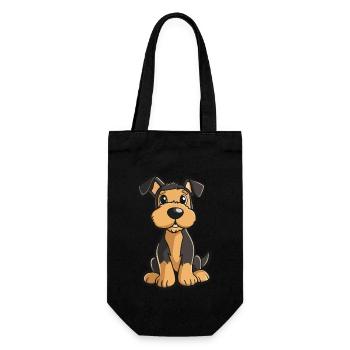 Airedale Terrier Hund Comic Niedlich - Geschenkbeutel für Flaschen - Schwarz - Vorne