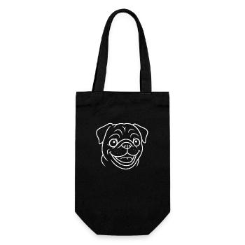 TinyPaws Black & White Edition Mops Style b - Geschenkbeutel für Flaschen - Schwarz - Vorne
