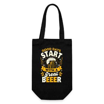 Good days start with a great beeer - Gift Bag for Bottles - black - Front