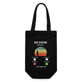 Die Fische rufen an - ich muss los - Spruch - Geschenkbeutel für Flaschen - Schwarz - Vorne