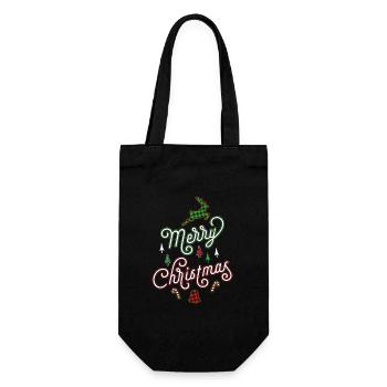 Merry Christmas Frohe Weihnachten Ugly Christmas - Geschenkbeutel für Flaschen - Schwarz - Vorne