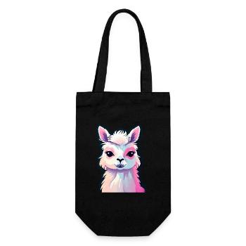 Llama Alpaca Illustration - Gift Bag for Bottles - black - Front