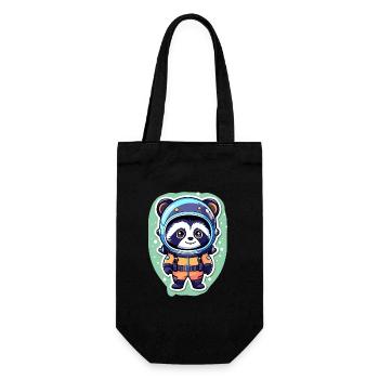 Raccoon Astronaut Illustration - Gift Bag for Bottles - black - Front