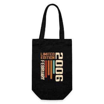 Born in February 2006 Retro 2006 Anniversary - Gift Bag for Bottles - black - Front